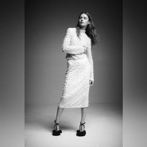 H&M Pearl & Crystal Embellished Skirt Size 6 - Picture 12 of 15